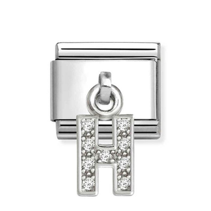 Classic Silver Letter H Zirconia Pendant Charm