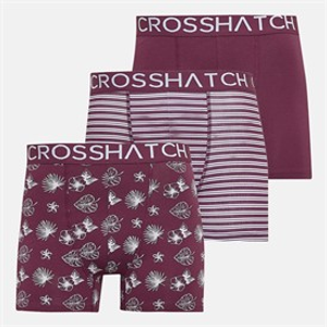 Crosshatch Mens Hovland Three Pack Boxer Shorts Prune