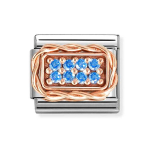 Classic Rose Gold Blue CZ Pave Charm