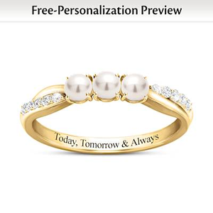Cultured Pearl 18K Gold-Plated Personalized Ring