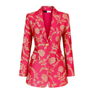 Handcrafted Brocade Silk Blazer - Sustainable Luxury Women's Occasionwear (XS)