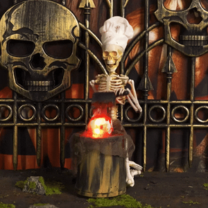 30cm Halloween Animated Skeleton Chef with Chopping, Lights and Sound 