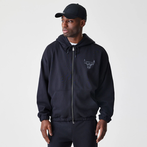 Chicago Bulls NBA Linear Black Oversized Full Zip Hoodie