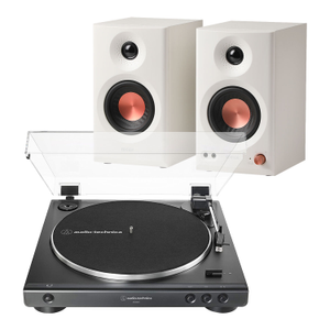 Audio-Technica AT-LP60X Turntable + Edifier MR3 Powered Bluetooth Speakers - White