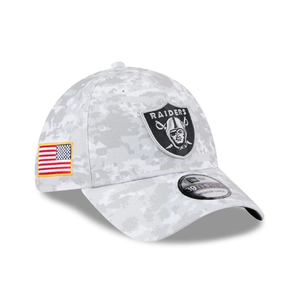 Las Vegas Raiders NFL Salute To Service 2025 Grey Camo 39THIRTY Stretch Fit Cap