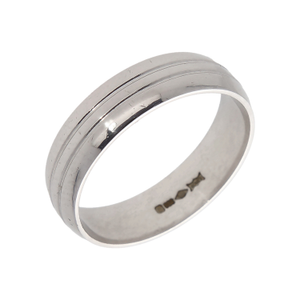 Pre-Owned Platinum 6mm Ridged Wedding Band Ring