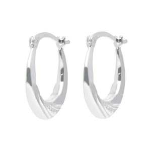 New Sterling Silver Oval Patterned Hoop Earrings