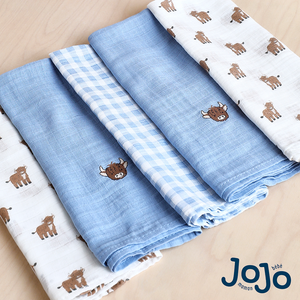 JoJo Maman Bébé Highland Cow Embroidered Muslins 5-Pack