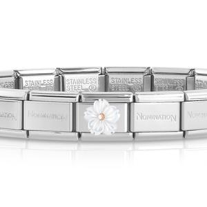 Classic Rose Gold Mother of Pearl Flower Charm Bracelet