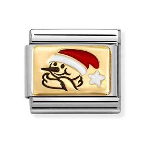 Classic Gold Snowman with Santa Hat Charm