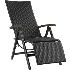 Sedia in rattan Brisbane pieghevole con telaio in alluminio e poggiapiedi