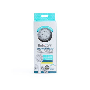 Beldray 1.5m Hose & 3 Spray Function Shower Set