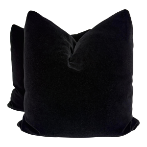 Mohair in Black 22" Pillows-a Pair