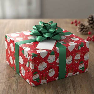 Cool Santa Claus Christmas Recyclable Red Gift Wrapping Paper Roll 4m