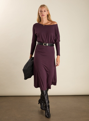 Sarah Jersey Midi Dress - UK 12 | EU 38 | US 08 / Plum