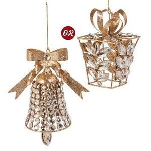 Raz - Deck The Halls-Clear Jewelled Ornament Assorted