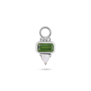Green Tourmaline, Sapphire & Moonstone Earring Charm Sterling Silver