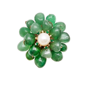 Handcrafted Flower Shaped Aventurine Brooch