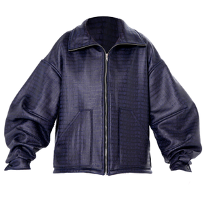 Oversized Croc-Effect Jacket In Blue (XS/S)