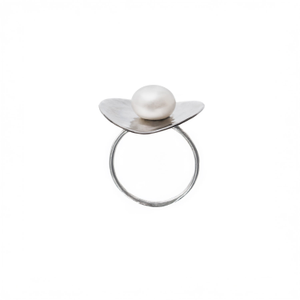 Pearl Sterling Silver Ring - Full Moon Pearl (N 1/2 (UK))