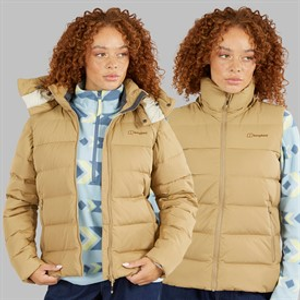 Berghaus Womens Embo 4-In-1 Insulated Padded Hooded Down Jacket Natural/Natural