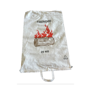 Printed Firewood Bag with Handle – 56 × 91 cm White Woven Polypropylene