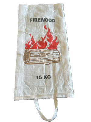 Gusseted Firewood Bag with Handle – 37 + 10 × 80 cm White Woven Polypropylene