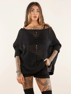 'Pull en maille ajourée "Jaringy", Noir'