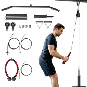 SPORTNOW Weight Pulley System, Cable Pulley System for Home Gym, Cable Machine LAT Pull Down Attachment for Biceps Curl, Tricep, Arm Workouts