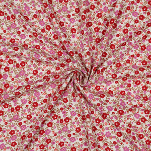Tissu viscose petites fleurs éclatantes - Blanc cassé