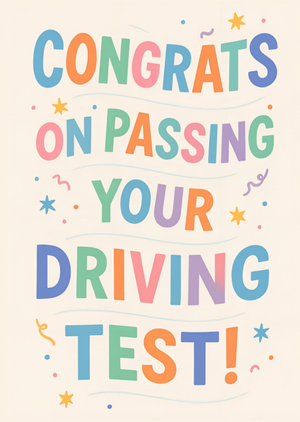 Congrats On Passing Your Driving Test Typography Card