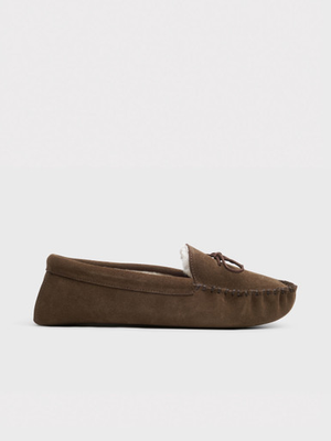 Brown Moccasin Suede Maine Slippers