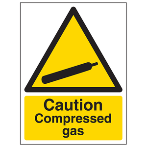 450 x 600 mm - Self Adhesive Vinyl - Customised Caution Compressed Gas - Portrait