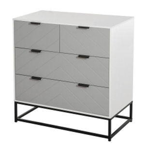 HOMCOM Cómoda de Noche Moderno Cajonera con 4 Cajones y Base Elevada para Dormitorio Salón 80x40x79 cm Blanco y Gris