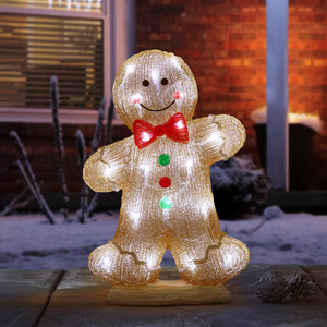 30cm Acrylic Gingerbread Man LED Battery Outdoor Christmas Decoration