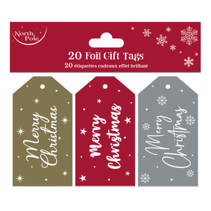 Metallic Merry Christmas Foil Gift Tags - Pack of 20