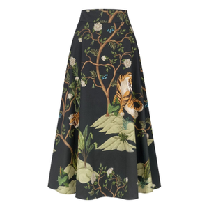 Black Tiger Print Maxi Skirt (XXL)