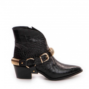Bronx Western Boots – Black Croco Leather (5 UK)