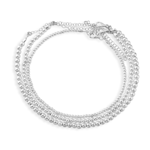 Triple Silver Layer Bead Anklet