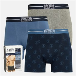 Original Penguin Mens Three Pack Boxer Trunks AOP/Blue