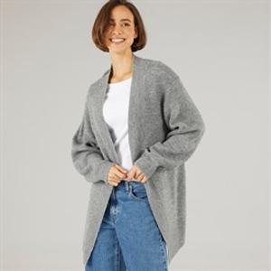 Onfire Womens Fisherman Cardigan Charcoal Marl