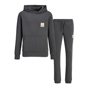 JACK & JONES Boys Drive Sweat Hoodie And Joggers Tracksuit Asphalt