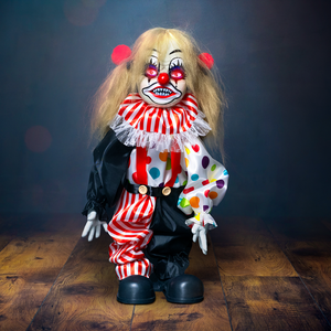 70 cm Halloween Animatronic Blonde Hair Standing Clown Doll With Voice, Lights & Movement