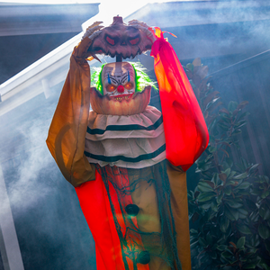 1.78 m Halloween Animatronic Pumpkin Clown with Lights, Sound & Pop-Up Head