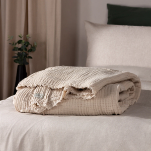 Lark Muslin Cotton Throw - Natural
