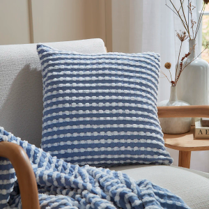 Stab Stitch Cushion - Blue