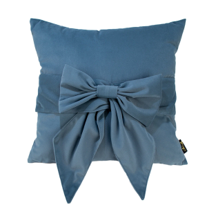 Luxury Bow Velvet Cushion 45x45cm - Blue