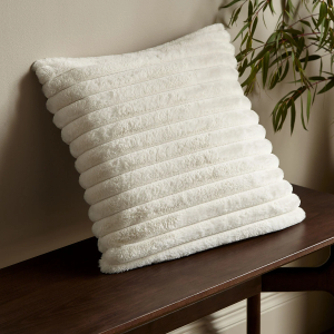 Cosy Ribbed Fleece 45x45 Cushion - Cream
