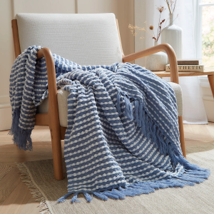 Stab Stitch Throw - Blue