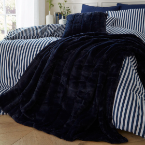 Empress Faux Fur Throw 130x180 - Navy
